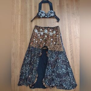 Black & Copper Animal Print Bellydance Costume